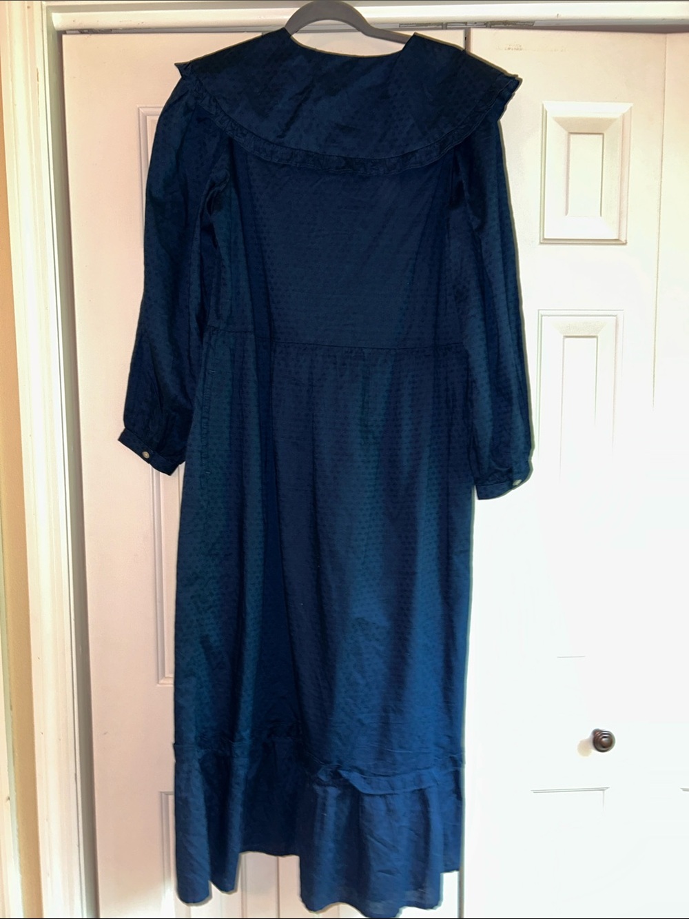 Universal Thread Navy Blue Long-Sleeve Midi Dress with Ruffle Hem - Picture 2 of 4